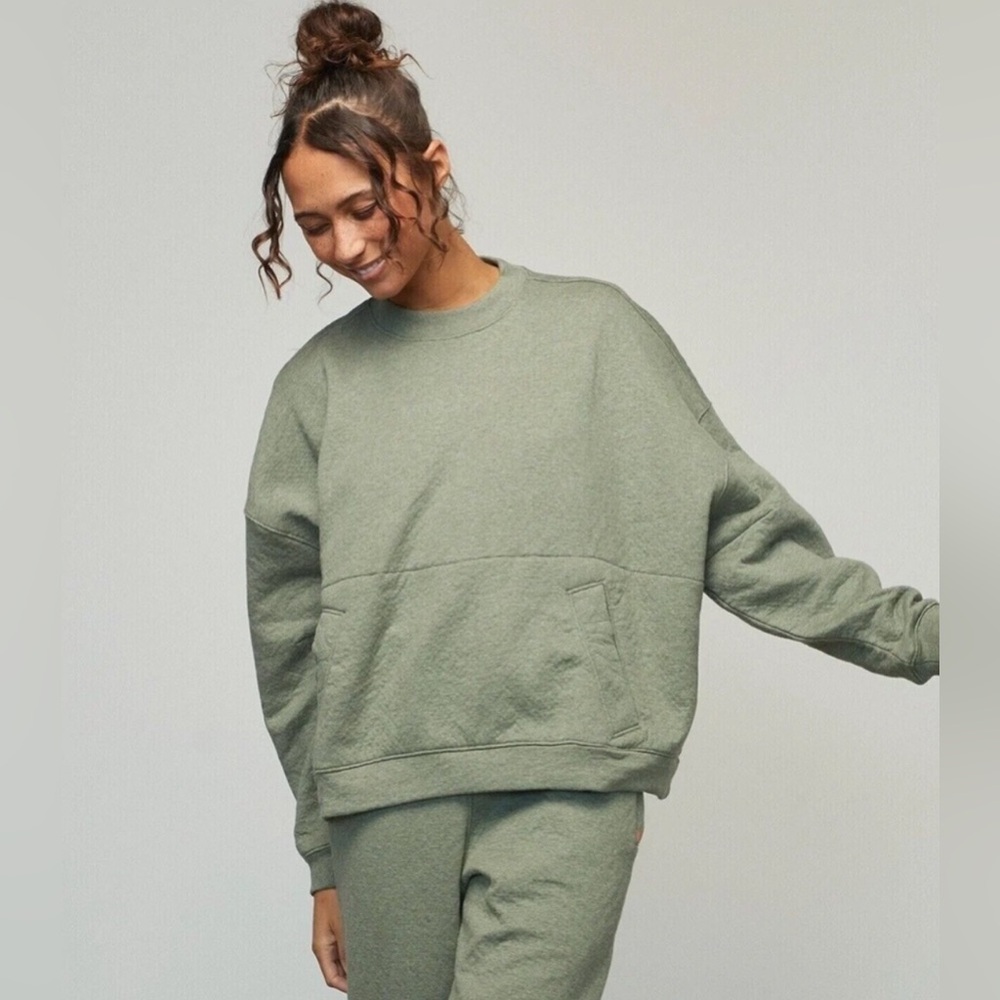 Lunya - Restore Double Faced Crew Pullover Sweatshirt - Humble Green